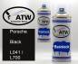 Preview: Porsche, Black, L041 / L700: 400ml Sprühdose + 400ml Klarlack - Set, von ATW Autoteile West.